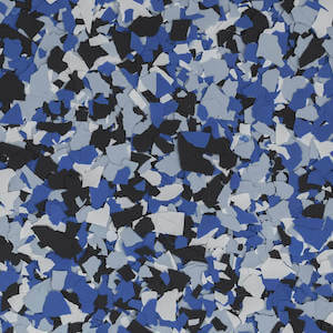 Black and blue epoxy garage flooring sample